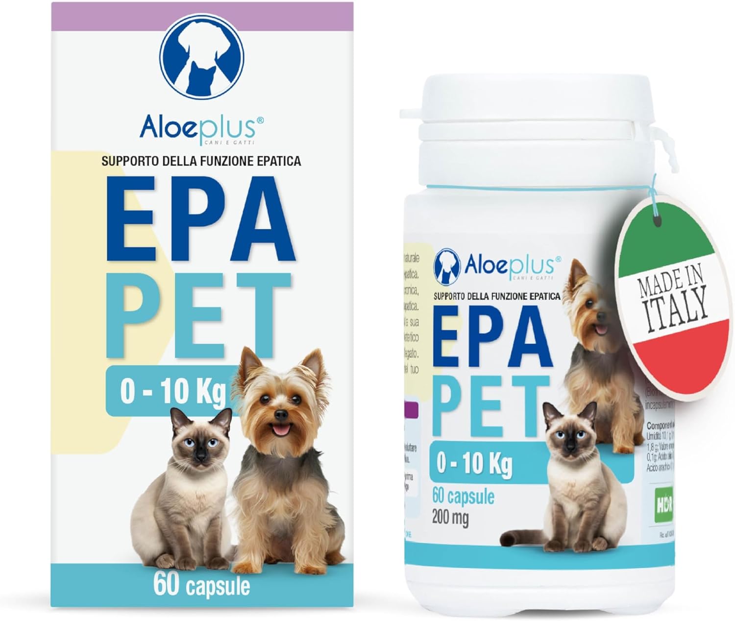ALOEPLUS EpaPet - Complément naturel en capsules pour le foie des chiens et chats de petite taille (0-10 kg) avec chardon-Marie, bétaïne et vitamines