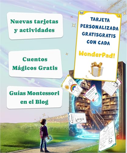 Detalle de GoWonderia WonderPad: Pizarra Mágica 8,5” con 40 Tarjetas Montessori