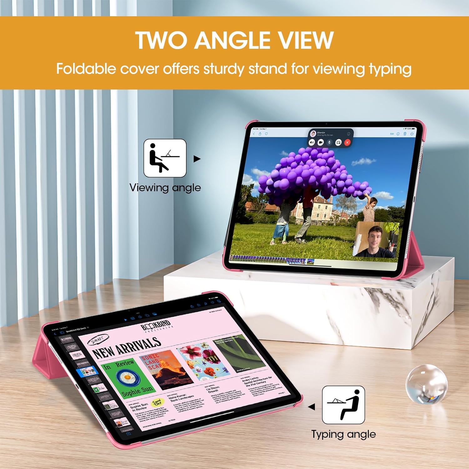 Thumbnail 4 de ProCase Hülle für iPad Pro 13 Zoll M5/M4 (2025/2024) – Dünn, transluzente Rückhülle, Melone Rosa