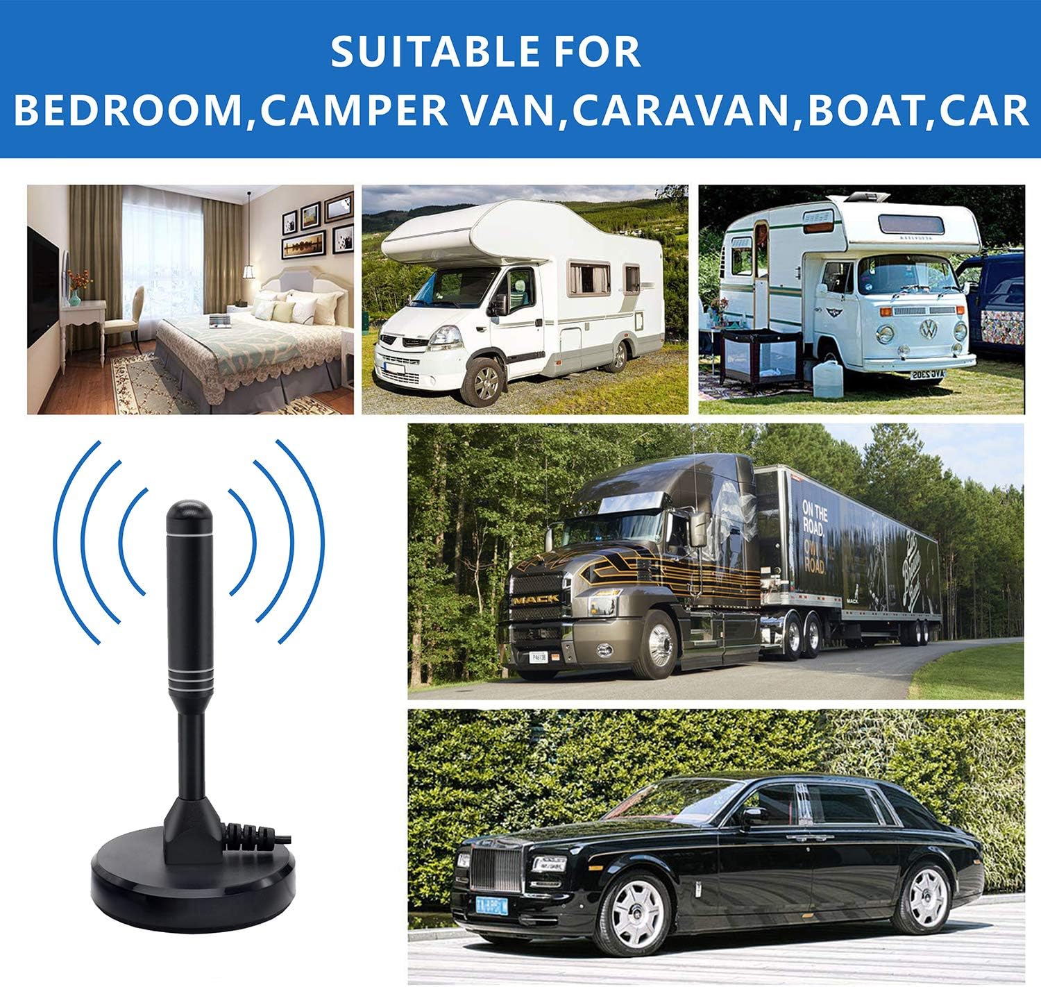 Thumbnail 6 de LEADSIGN 2026 Upgraded Indoor TV Aerial (High Gain Freeview HD, 300+ miles) with Magnetic Base and 6.6ft Coax Cable