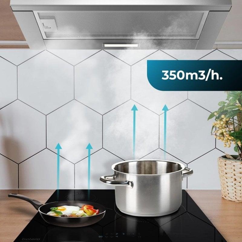 Detalle de Cecotec Bolero Flux TLM 603500 Inox: Campana extractora telescópica de 60 cm en acero inoxidable