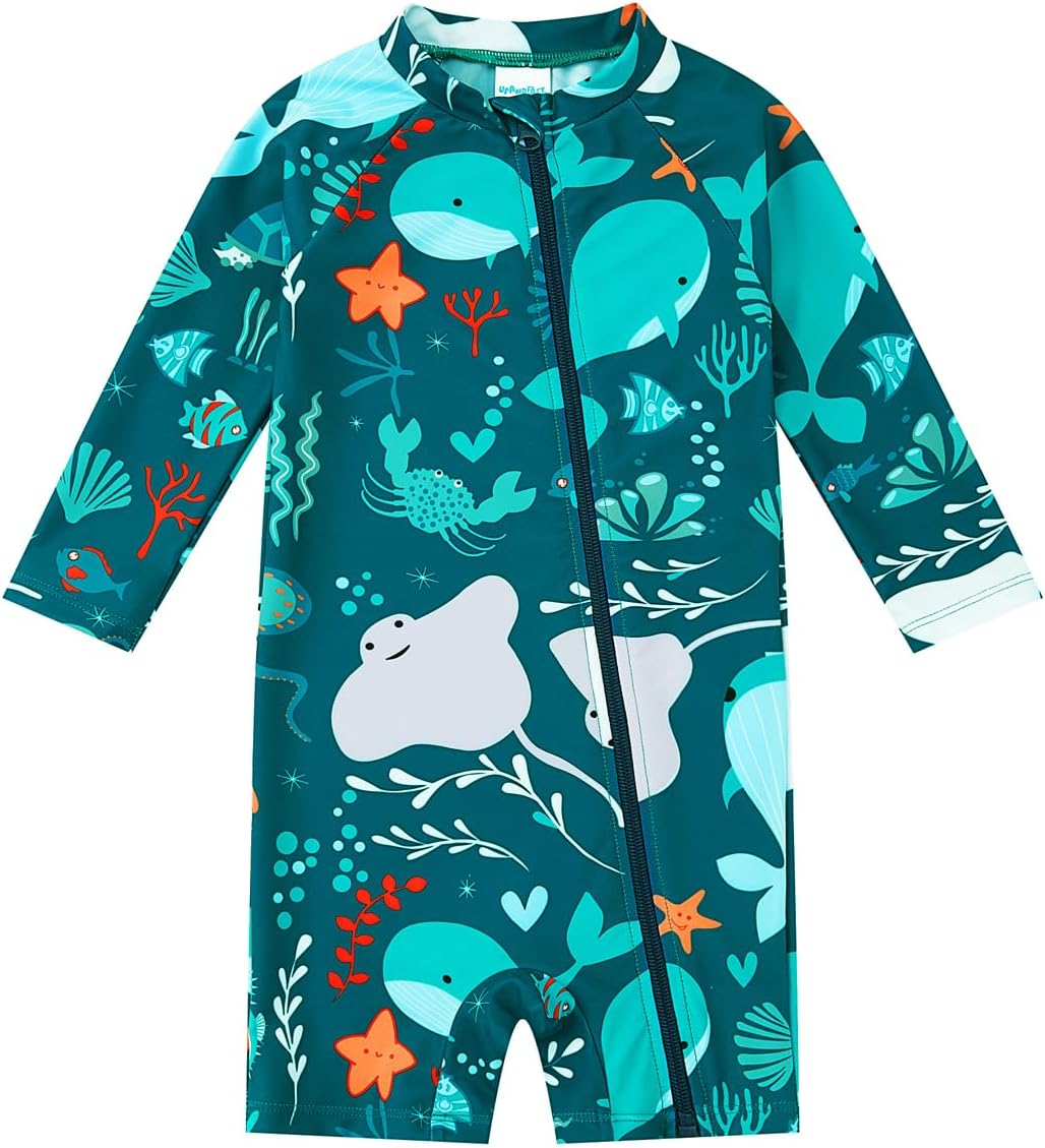 Detalle de upandfast UPF 50+ toddler rashguard swimsuit with full-length zipper (baby girl/boy)