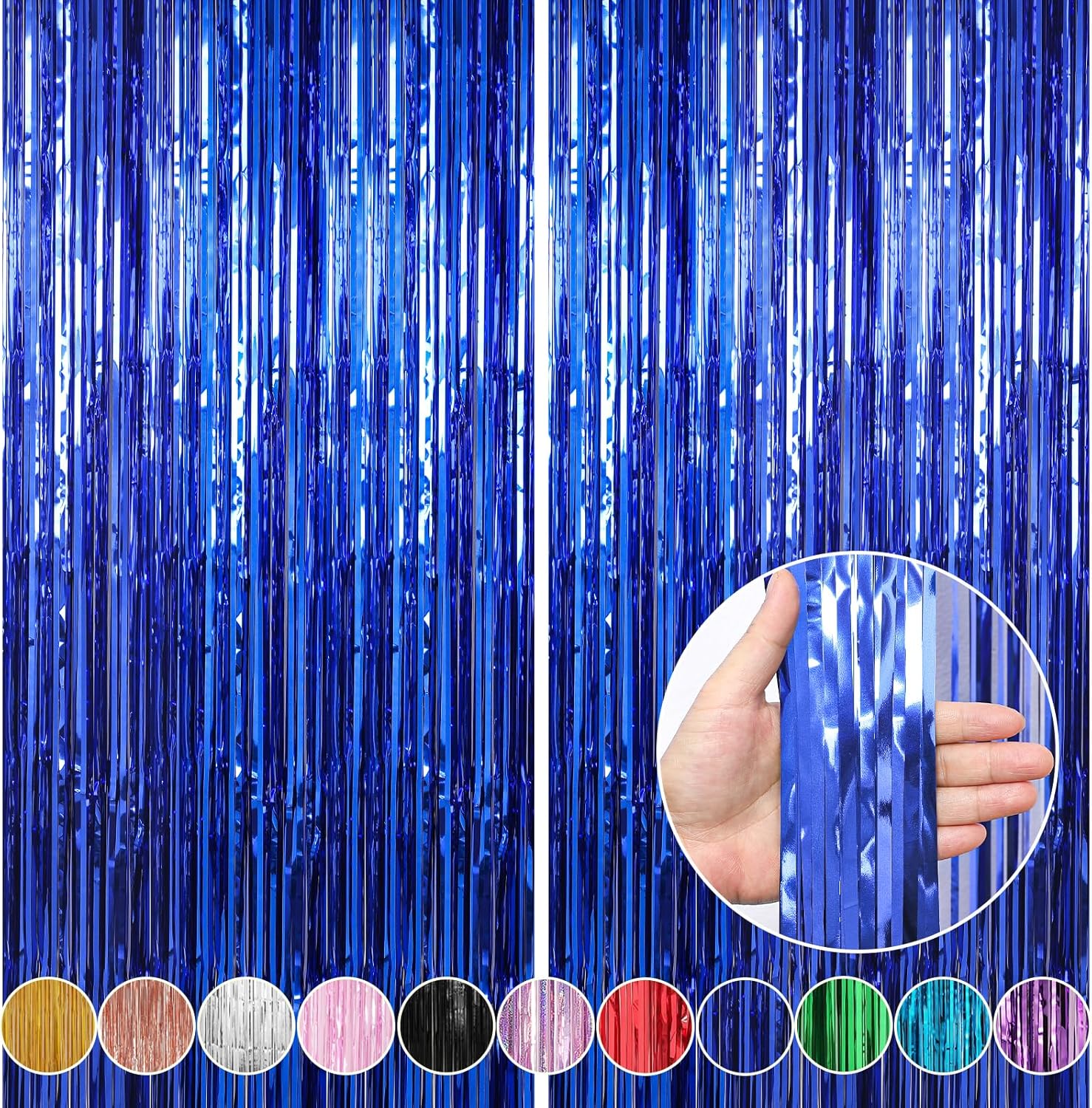 Crosize 3.3 x 9.9 ft Dark Blue Foil Fringe Curtain 🎉