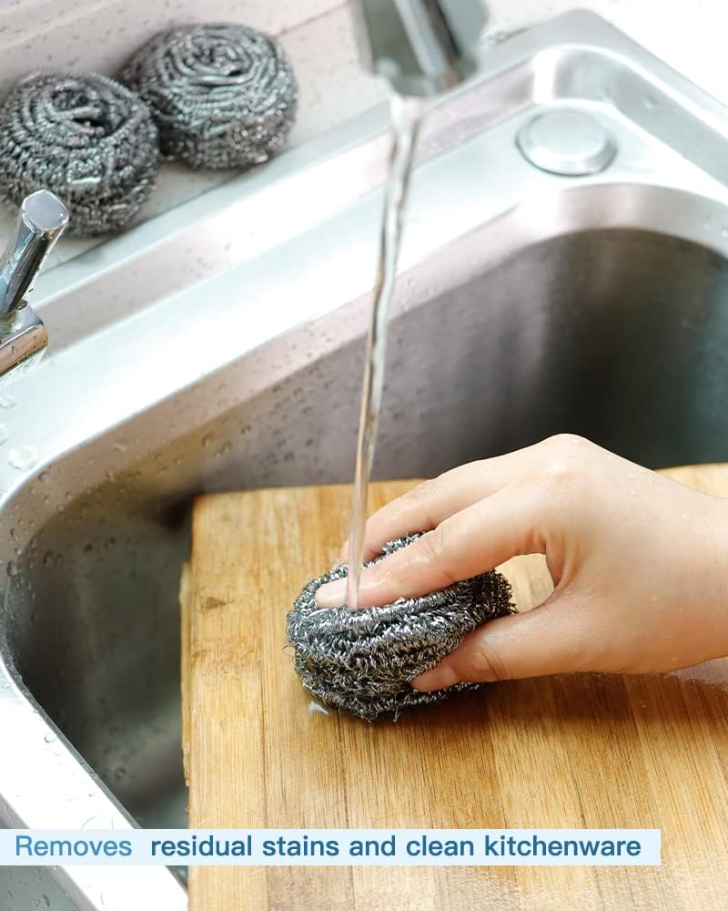 Thumbnail 6 de 12Pcs Stainless Steel Wool Scrubber Pads — Heavy-Duty Kitchen Cleaners for Dishes, Pans, Ovens & Grills