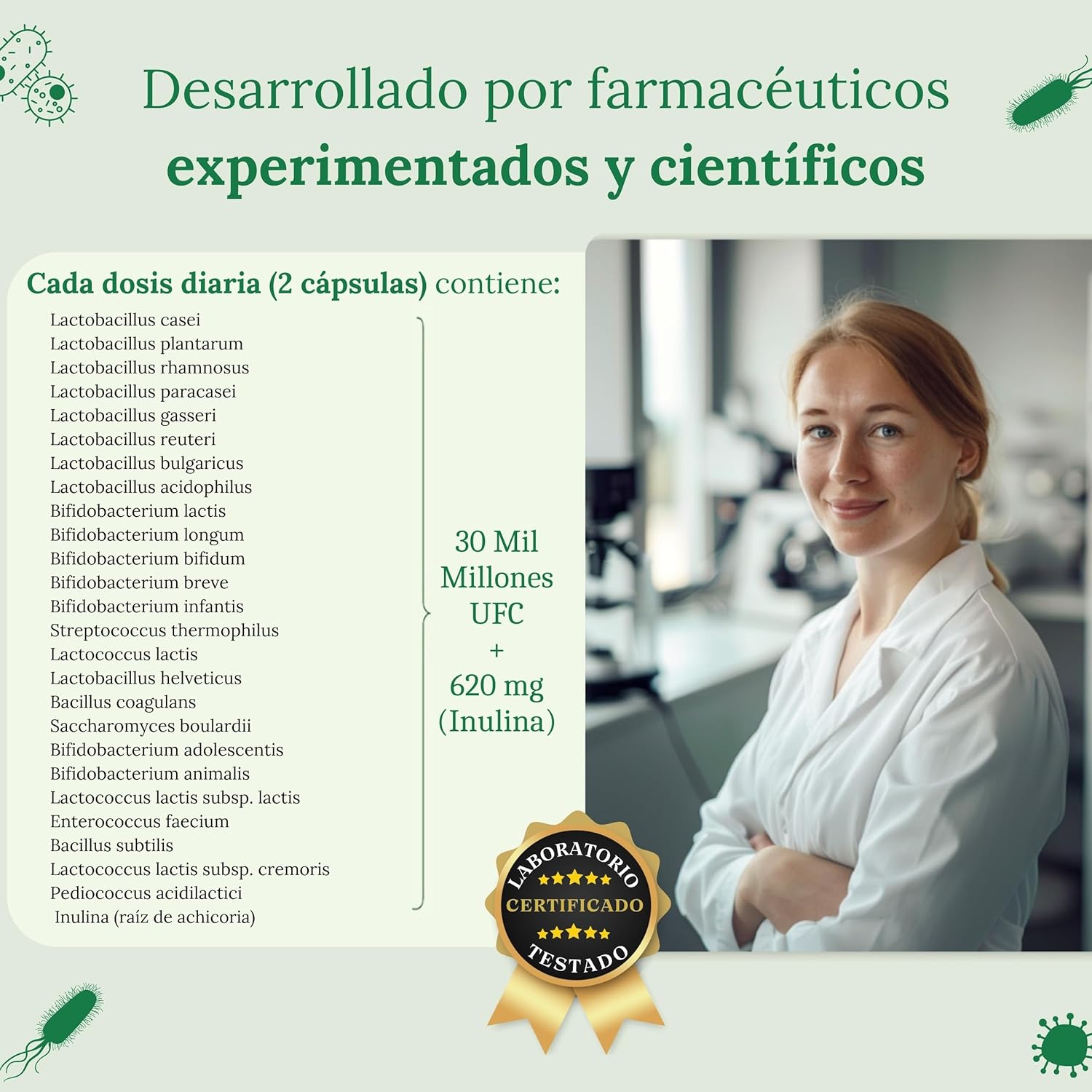 Thumbnail 4 de Probióticos y prebióticos intestinales – 180 cápsulas, 25 cepas 🌱