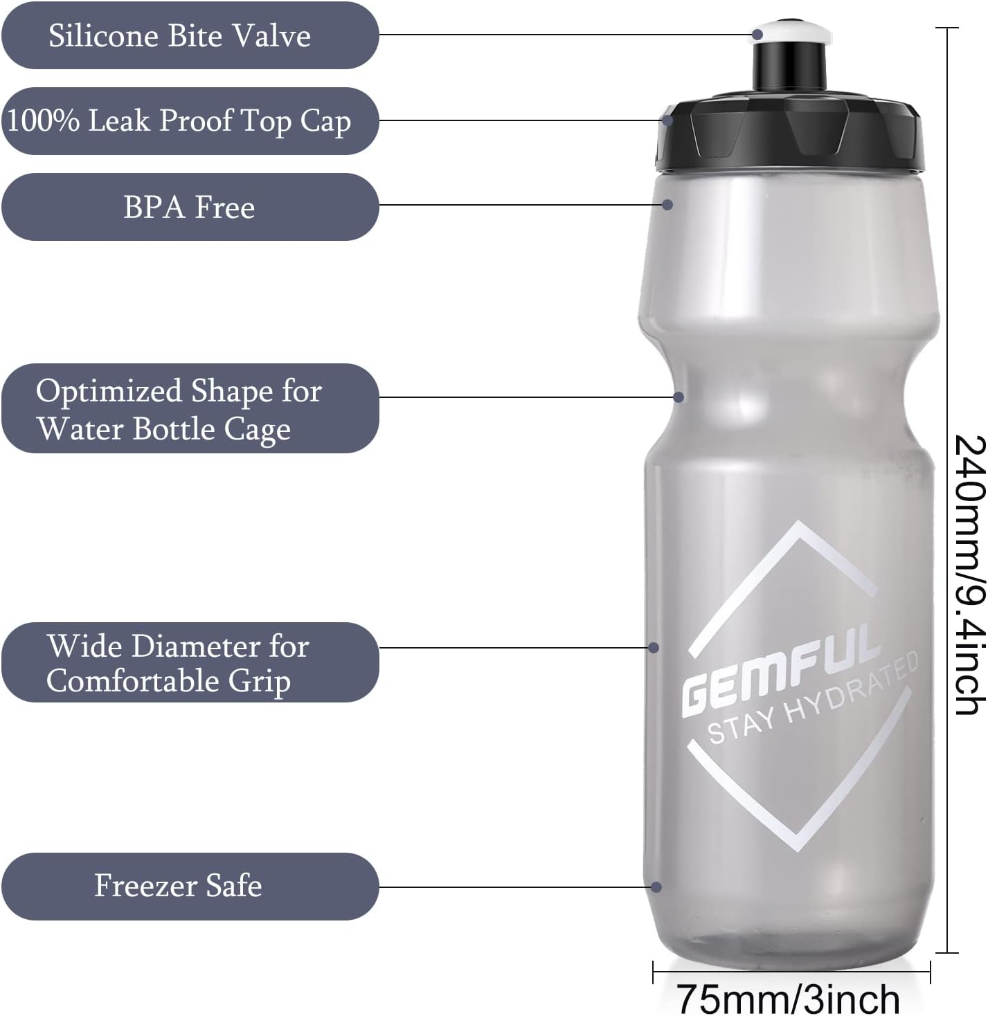 Thumbnail 1 de GEMFUL Fahrrad-Trinkflasche 750 ml im 2er Set