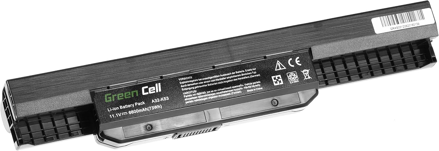 Detalle de Green Cell Extended 9-Celle Batteria per Asus K53/K53E/K53S/K53SJ/K53SV/K53U/X53/X54 (6600mAh, 11.1V)