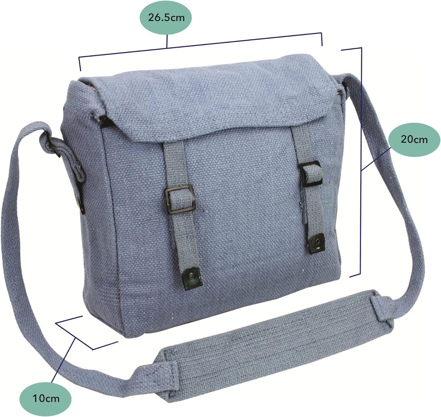 Thumbnail 6 de Outdoor World Canvas Haversack Bag – Vintage Military-Style Cotton Canvas Satchel