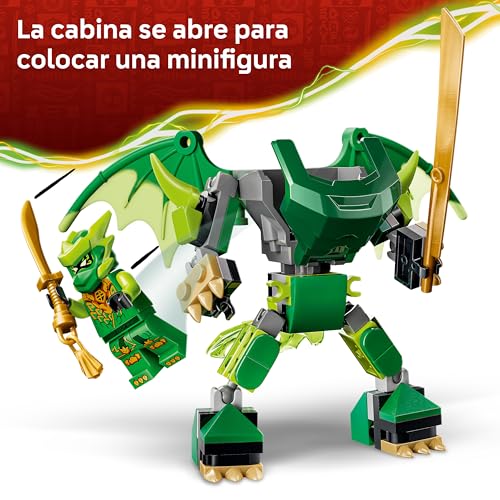 Detalle de LEGO Ninjago Pack de Combate: Meca Dragón de Lloyd (71862) – Figura articulada, 3 minifiguras y armas para jugar y decorar