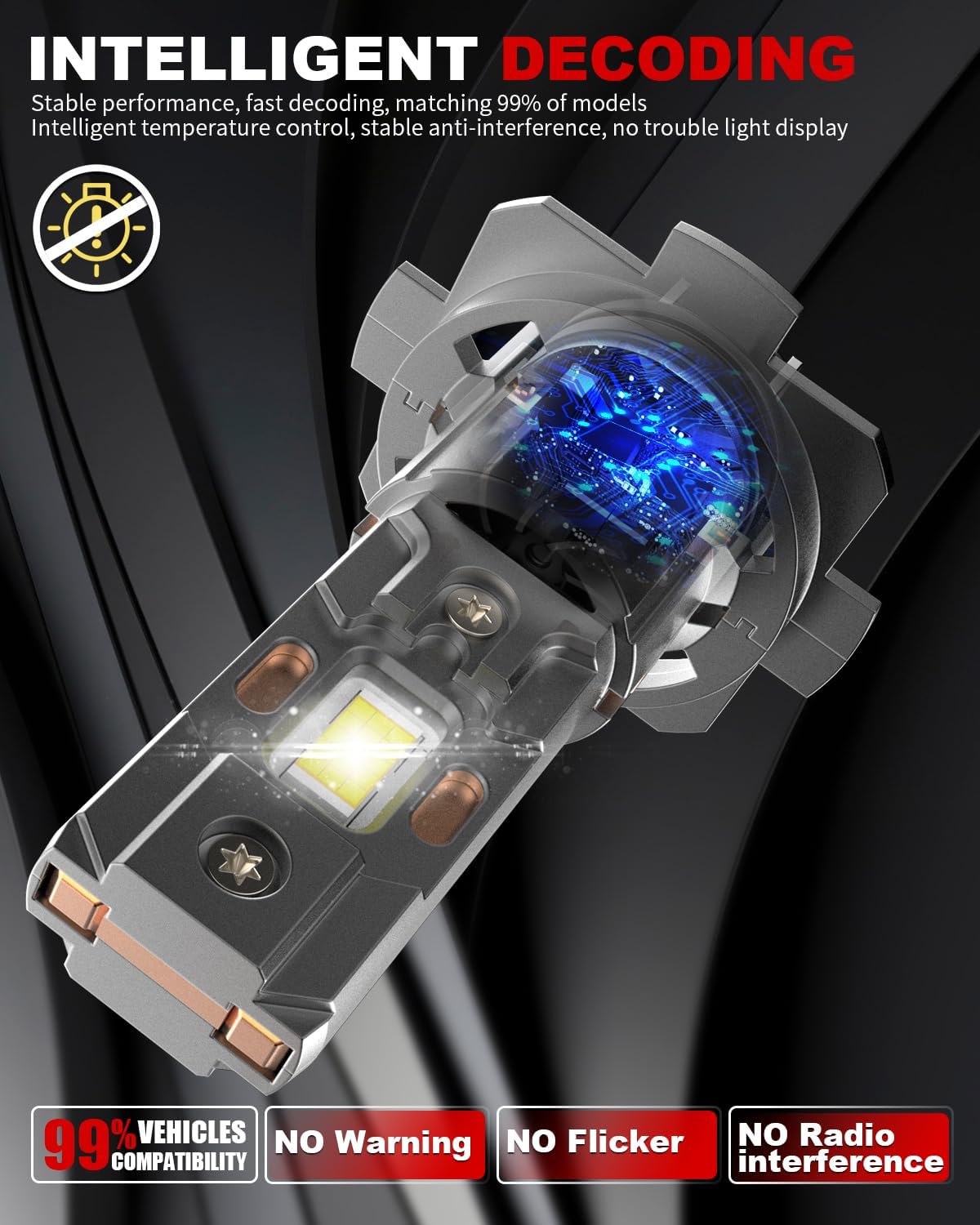 Detalle 2 de Tongruiting H7 LED Headlight Bulb (110W, 40000LM, 6500K) – Pack of 2
