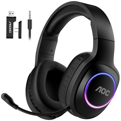 Detalle de AOC Wireless Gaming Headset for PS5, PS4, Nintendo Switch, PC — Black