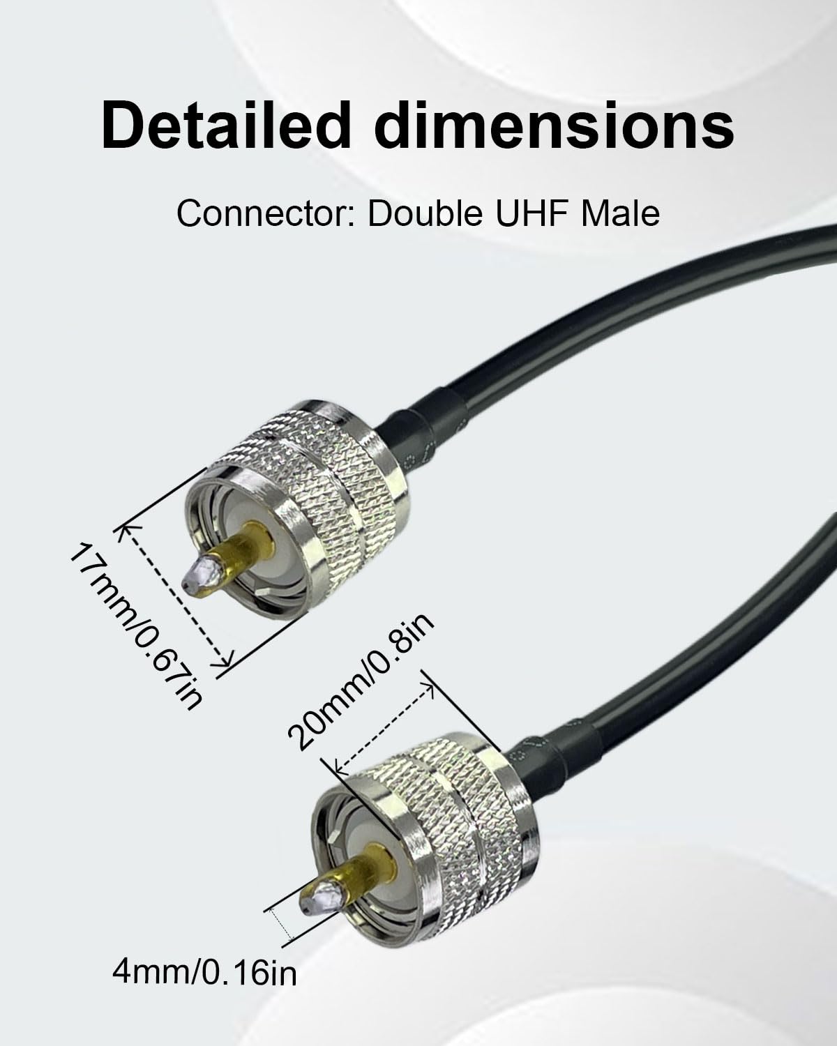 Thumbnail 1 de SEYUGOPTI RG58 Coaxial Cable – 50 Ohm UHF PL259 to PL259, 50cm for HAM Radio & SWR Meters