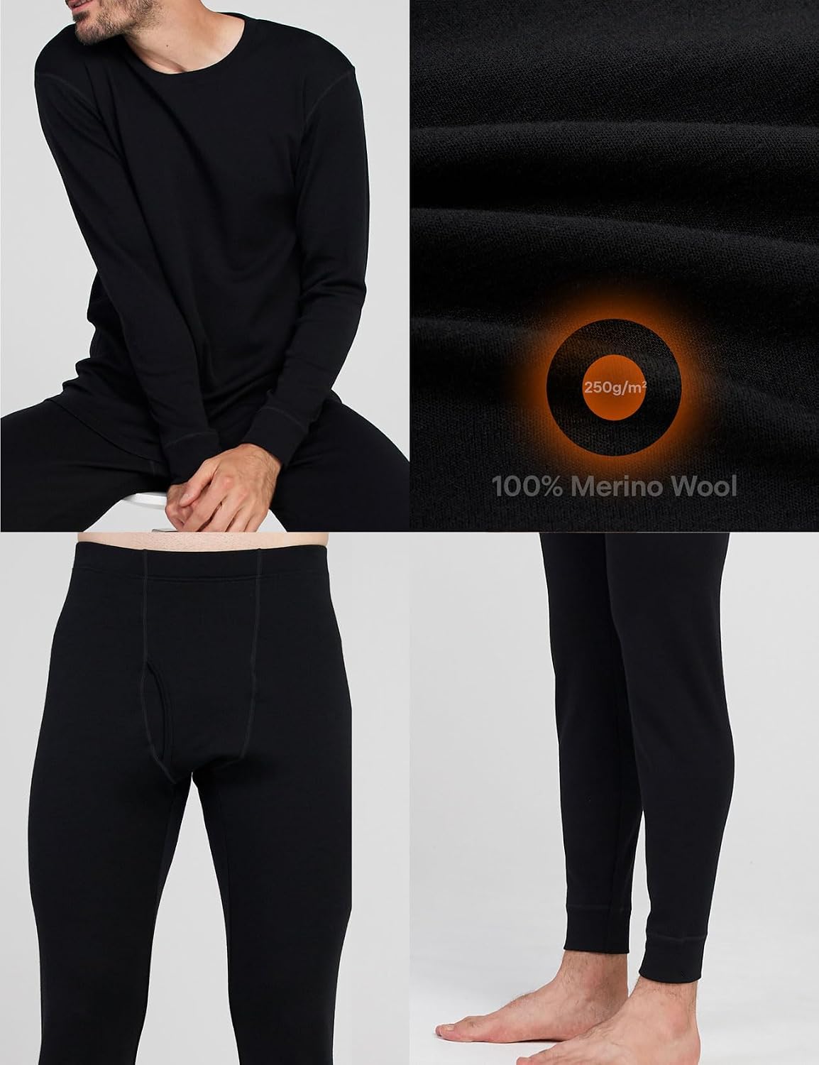 Detalle 2 de LAPASA Herren Merinowolle Thermounterwäsche 200 g/m²