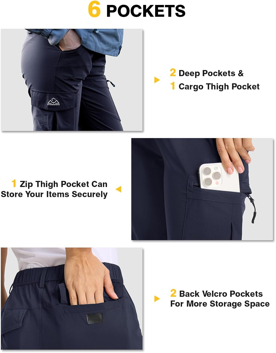 Thumbnail 4 de TBMPOY Women's Hiking Cargo Pants: Lightweight, Water-Resistant, Quick-Dry for Outdoor Adventures