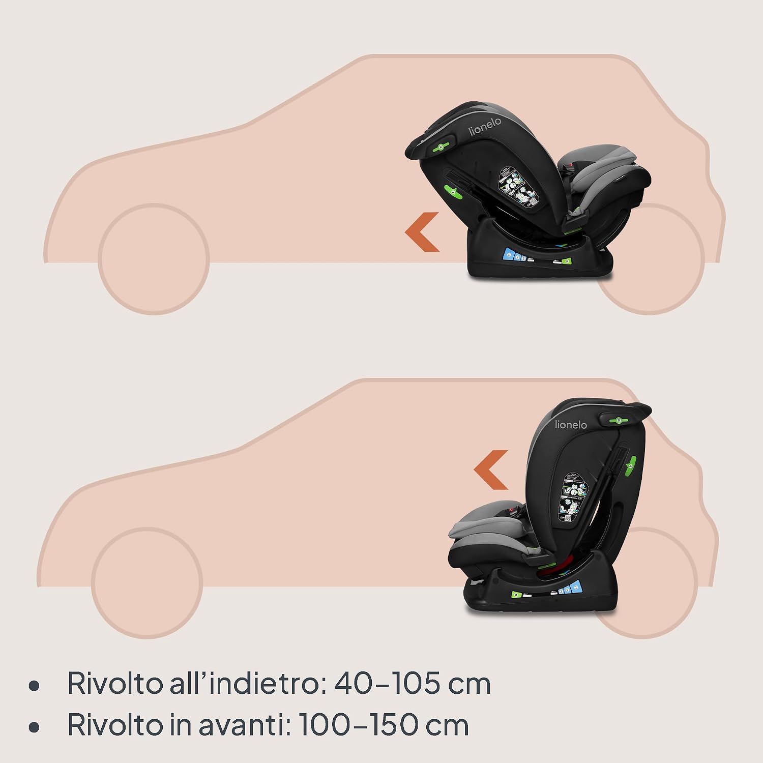 Thumbnail 4 de LIONELO AART i-Size Seggiolino Auto 40-150 cm con montaggio con cinture (R129 i-Size)