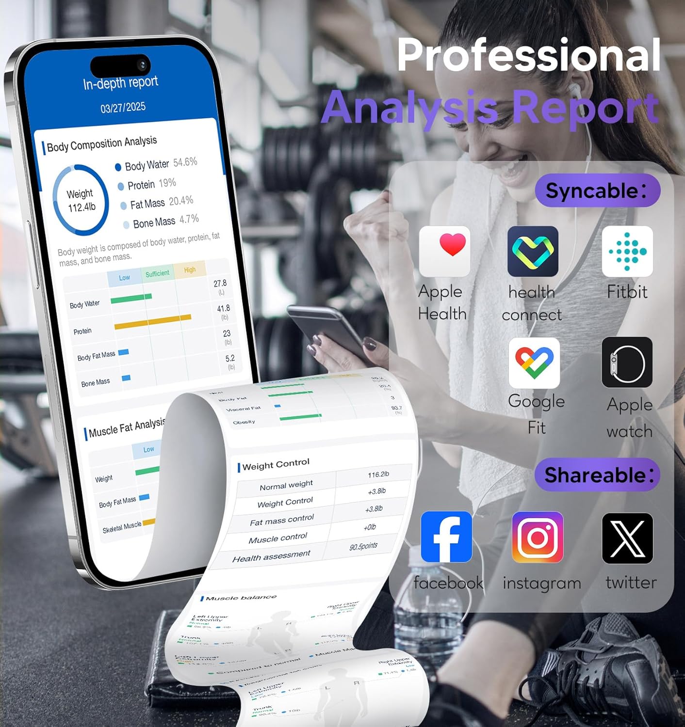 Detalle 2 de GE smart body composition scale with 8 electrodes, Bluetooth, and Fit Profile app