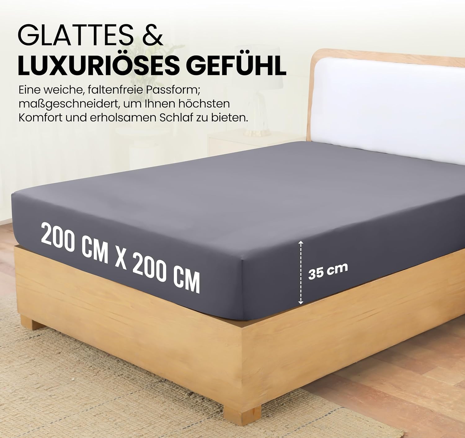 Detalle 2 de Utopia Bedding Spannbettlaken 200×200 cm – Jersey 35 cm Tiefe