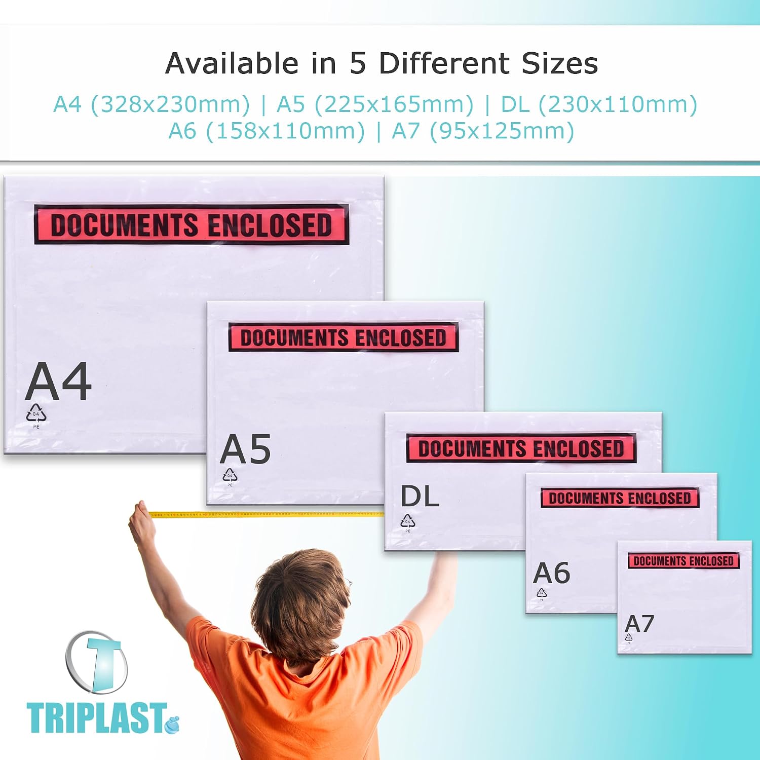Thumbnail 6 de Triplast A6-dokumentfickor, 158 x 110 mm, tryckta och självhäftande, 100-pack