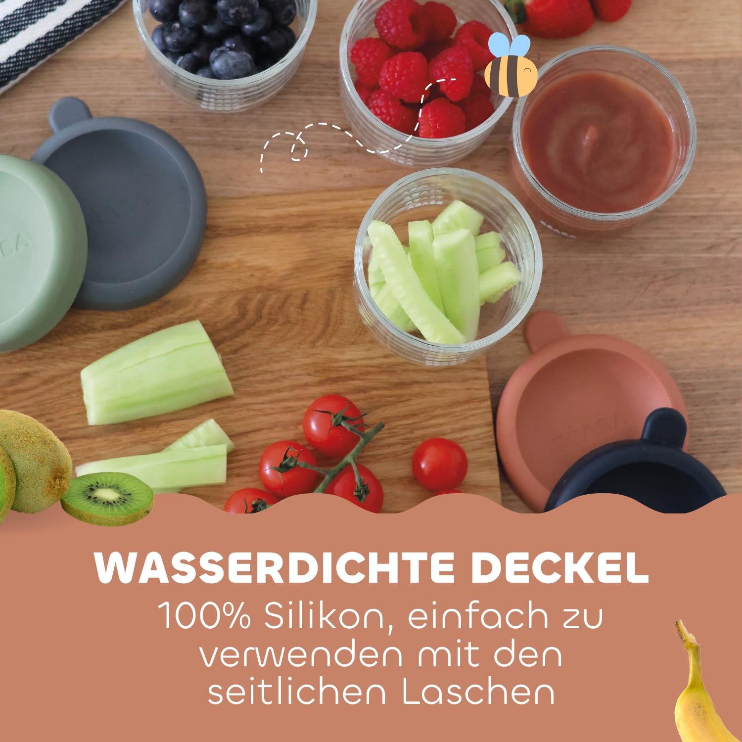 Detalle de BÉABA Set mit 6 Glas-Portionsbehältern, 150 ml, Sunrise