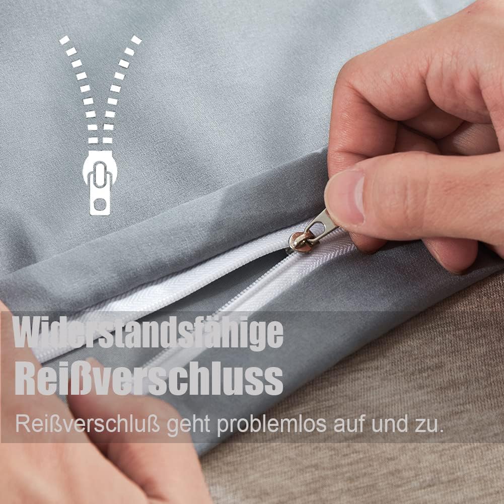 Thumbnail 2 de Soifox Bettwäsche-Set 140x200 grau aus Mikrofaser (bügelfrei & knitterfrei) – mit Kissenbezug 80x80