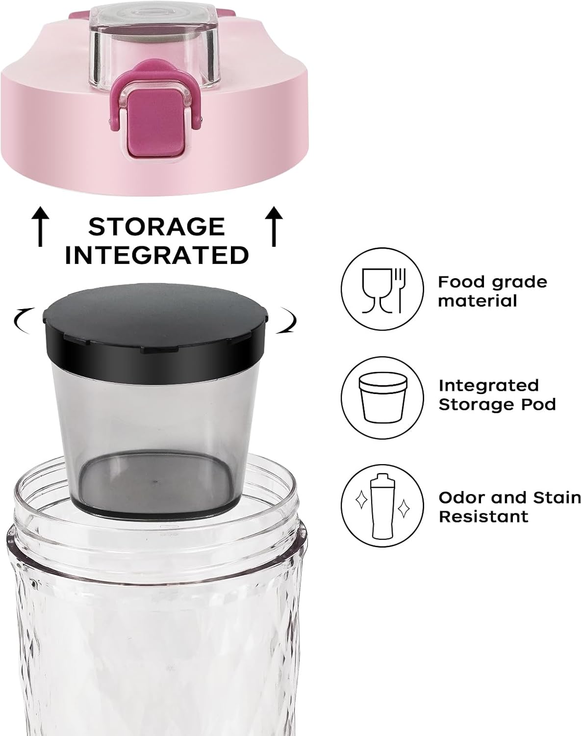 Detalle de Electric Protein Shaker Bottle 550ml Pink 🧪