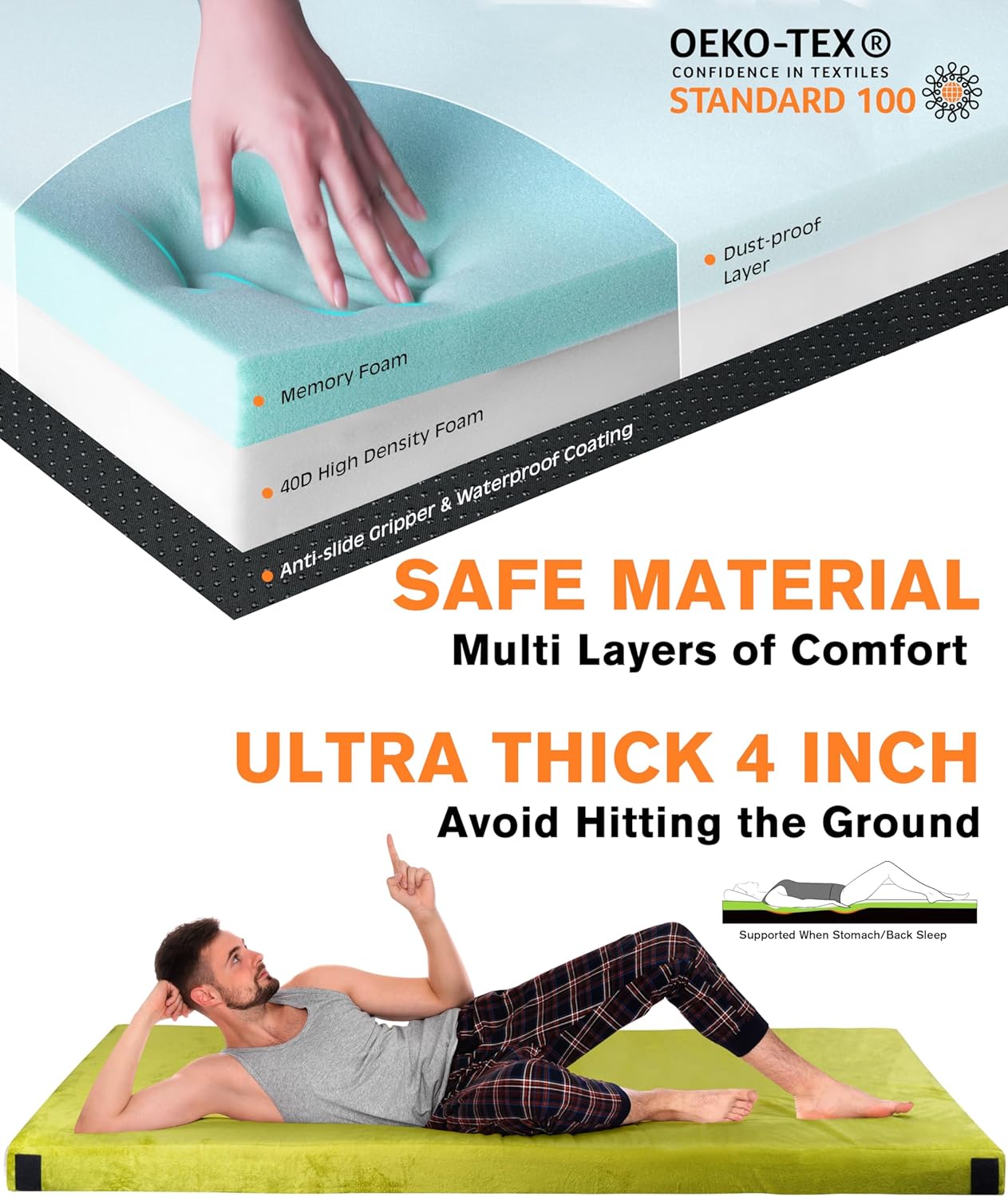 Thumbnail 1 de Extra Thick GAIALOOP 4 Inch Memory Foam Camping Mattress