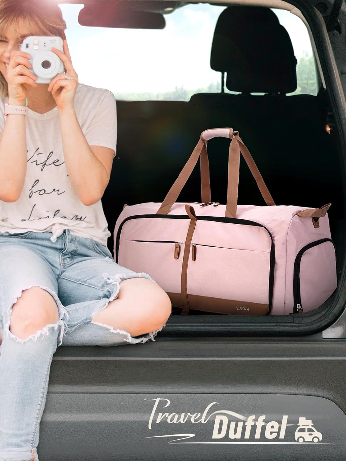 Thumbnail 1 de Lekesky Reisetasche Große 80L mit Schuhfach – Faltbare Weekender für Damen