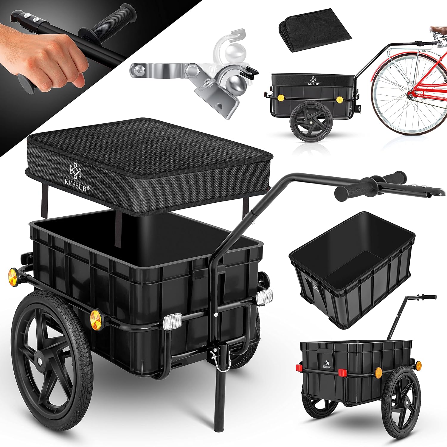 Thumbnail 6 de KESSER Fahrradanhänger/Lastenanhänger mit Kupplung, Hochdeichsel und 70-Liter-Transportbox (für 2 Bierkästen)