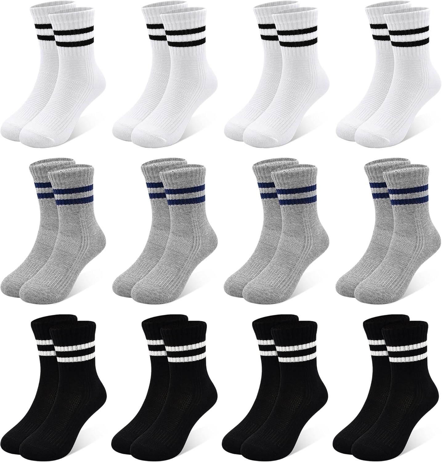 Detalle de LAETBBE 12 Pairs Boys Socks – Breathable Kids Sports Socks for 1–12 Years