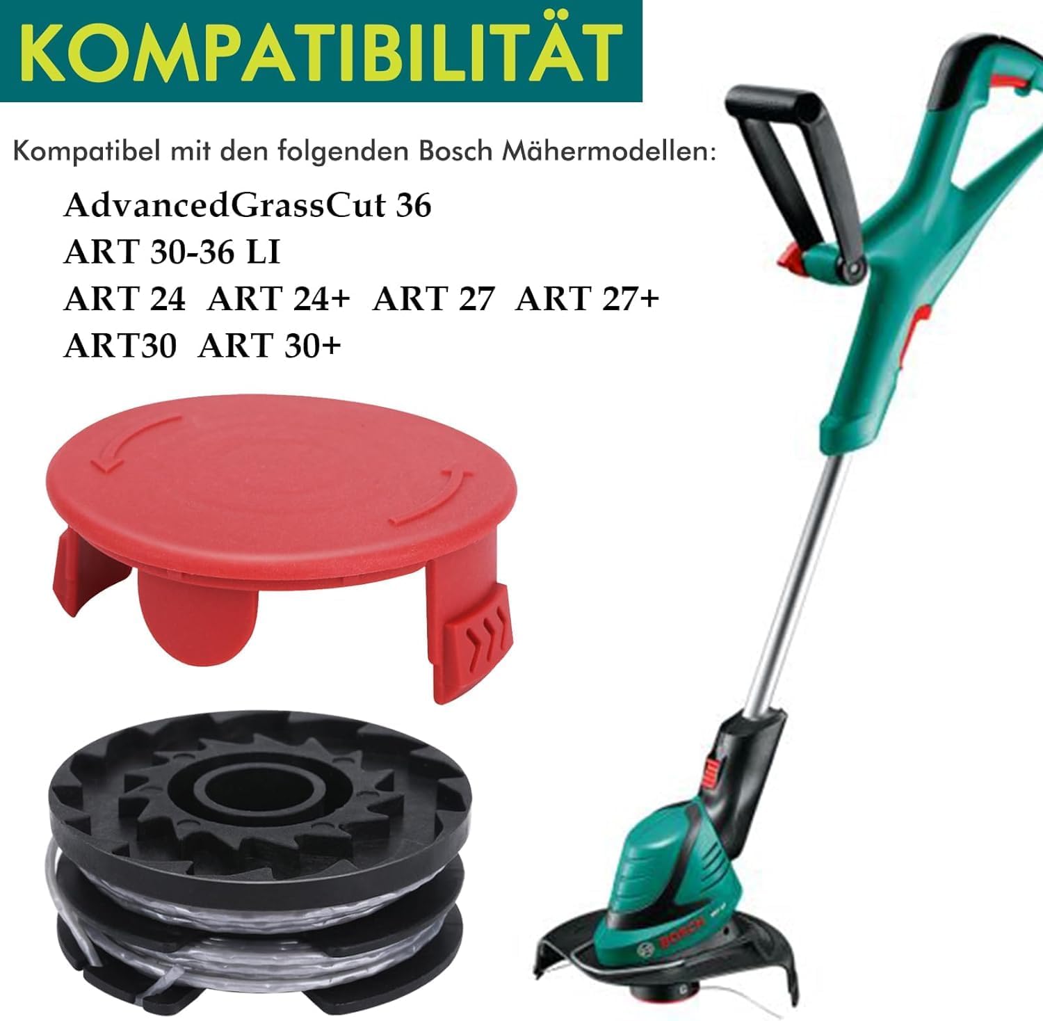 Detalle de Eyoloty Rasentrimmer Fadenspule F016800351 – kompatibel mit Bosch ART 24/27/30 Serien, 6 Spulen inkl. Abdeckung