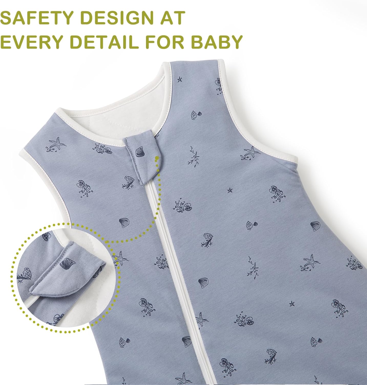 Thumbnail 6 de Nivolltha 100% Cotton Footed Baby Sleeping Bag (1.5 TOG) – All-Season Sleep Sack, Ocean, Size L
