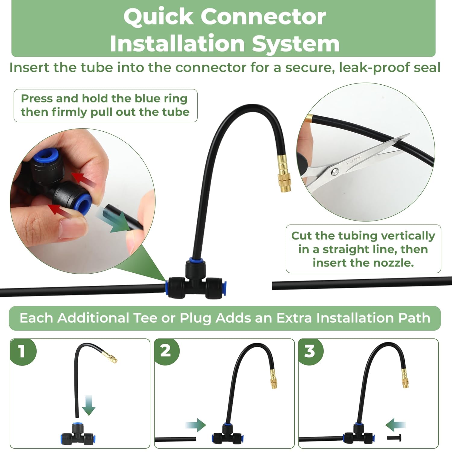 Thumbnail 6 de Drip Irrigation System for Garden Watering: 130FT 20 Misting Nozzles – Automatic Kit with 1/4" PE Tubing
