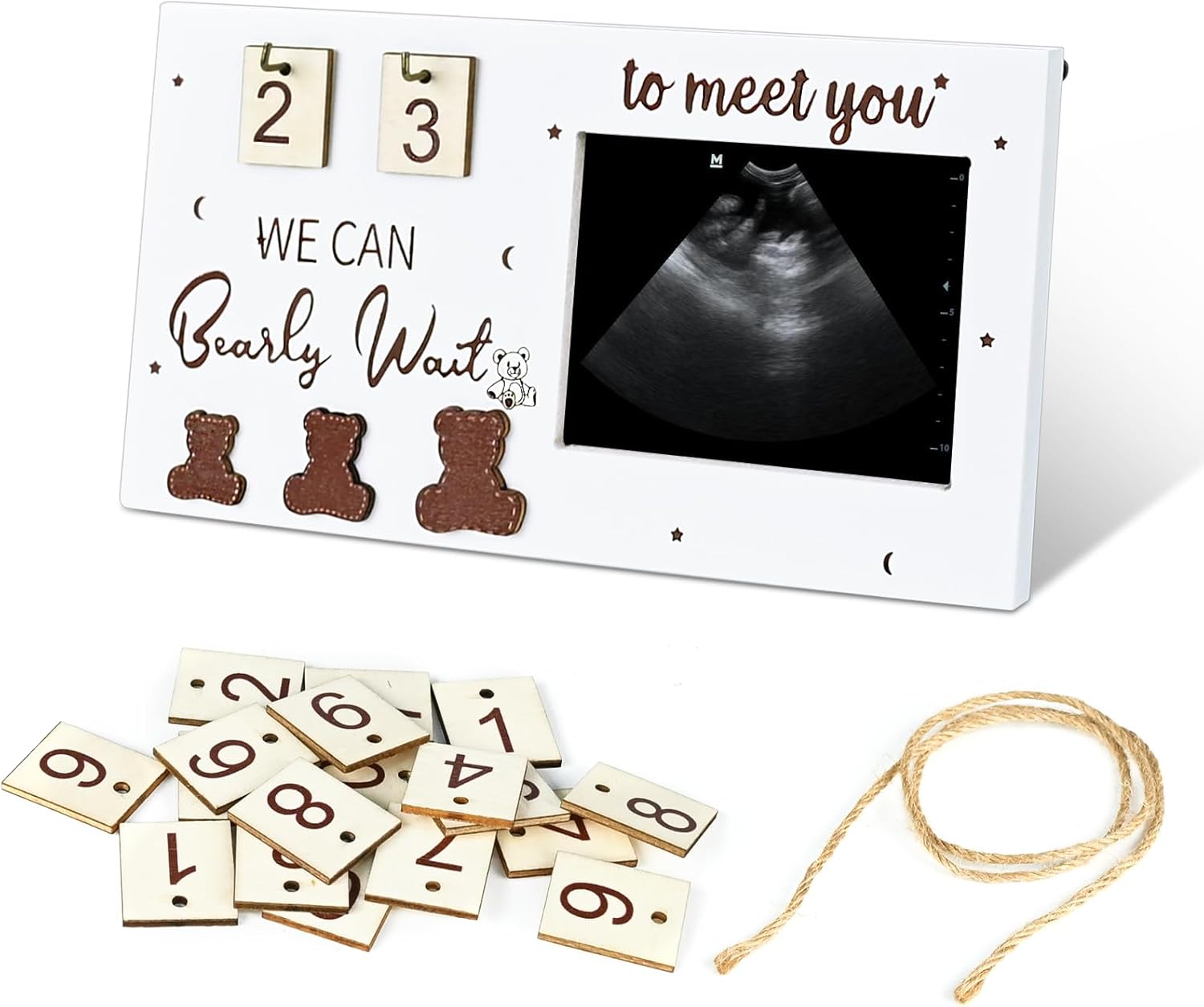 Detalle de ROYUEXT Baby Ultrasound Photo Frame with Countdown Weeks (24 x 12.7 cm, White)