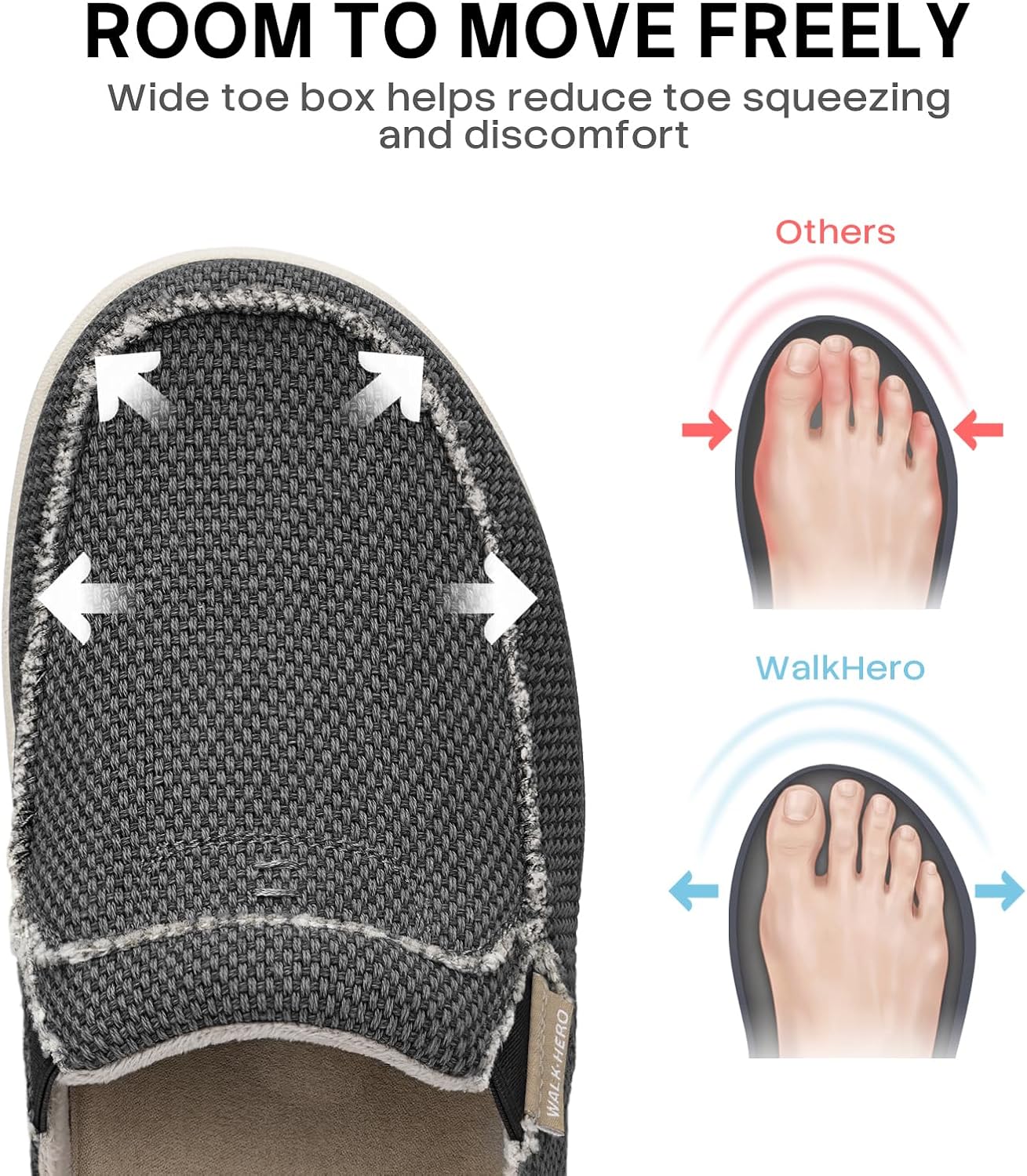 Detalle de Mens Slippers with Arch Support: Canvas, Velvet Lining, and Non-Slip Comfort for Everyday Use