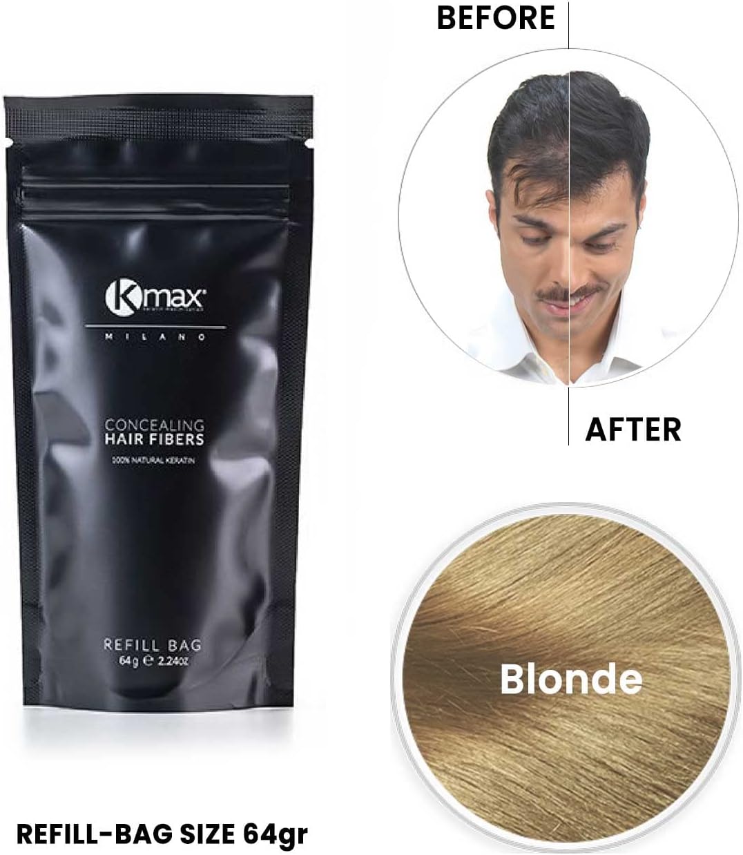 Detalle de Kmax Fibre cheratina per capelli 64 g – Polvere volumizzante capelli naturale