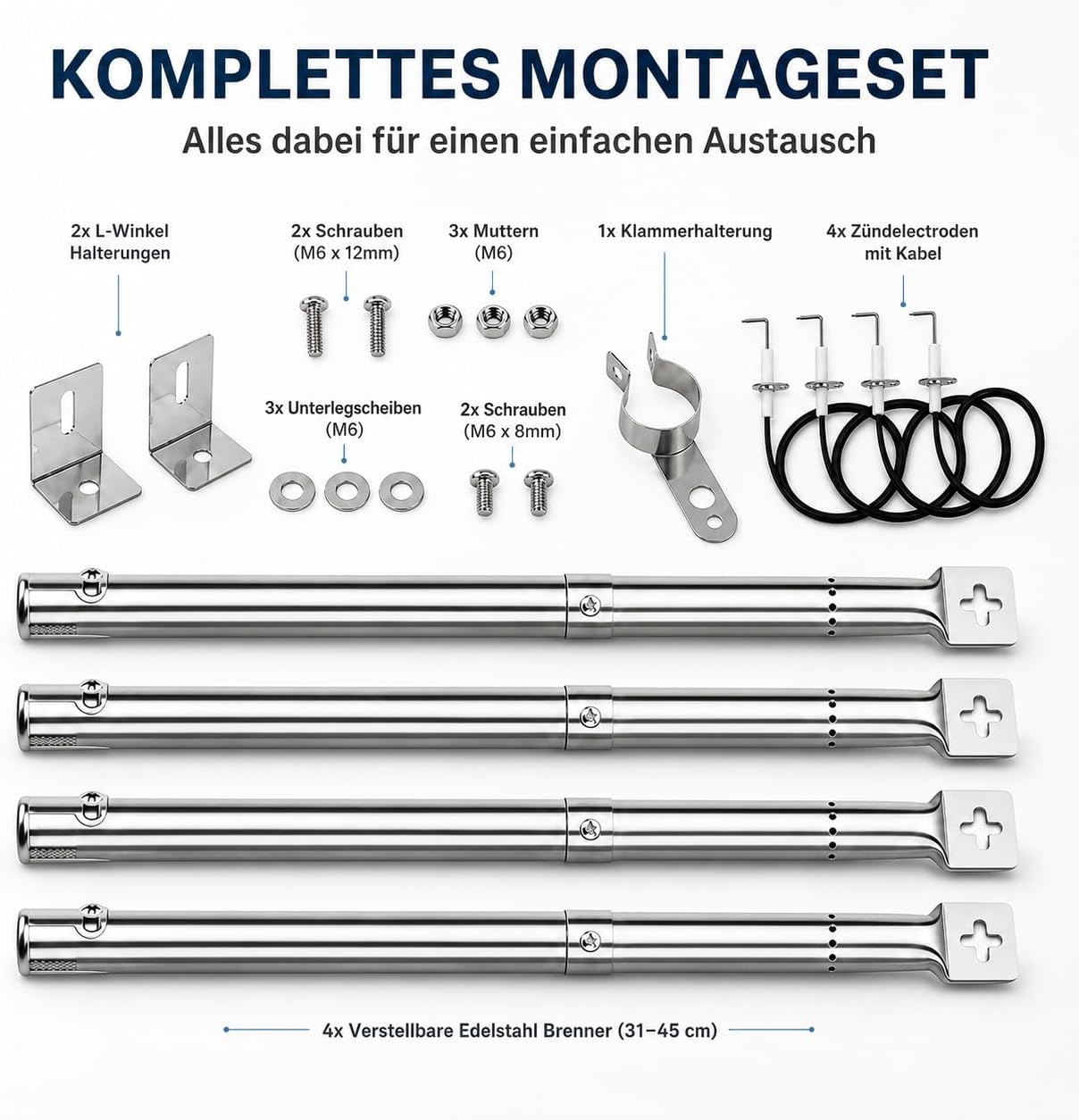 Thumbnail 3 de Uniflasy Universal Gasgrill Brenner 31–45 cm – 4 Stück