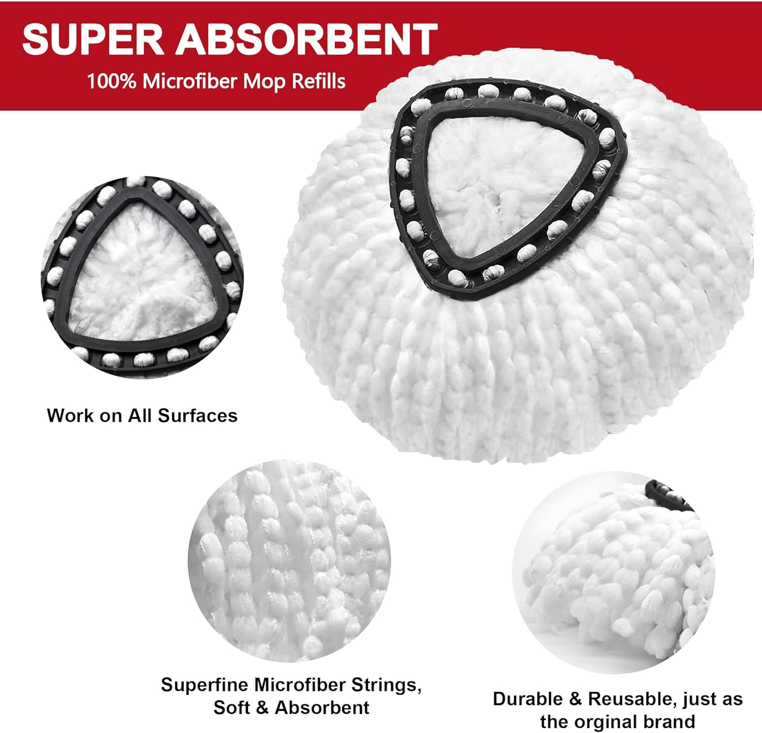 Detalle 2 de 4 Pack Mop Heads for O-Ceda Easy Wrin Spin