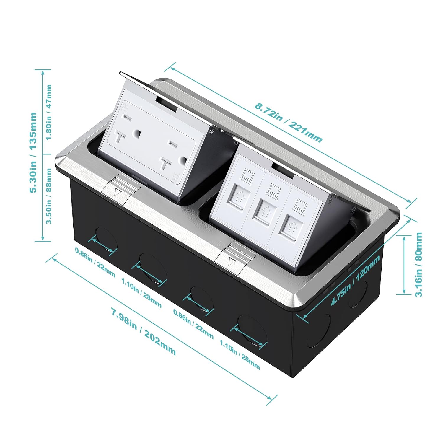 Detalle de WEBANG Pop-Up Floor Box Kit, brushed nickel