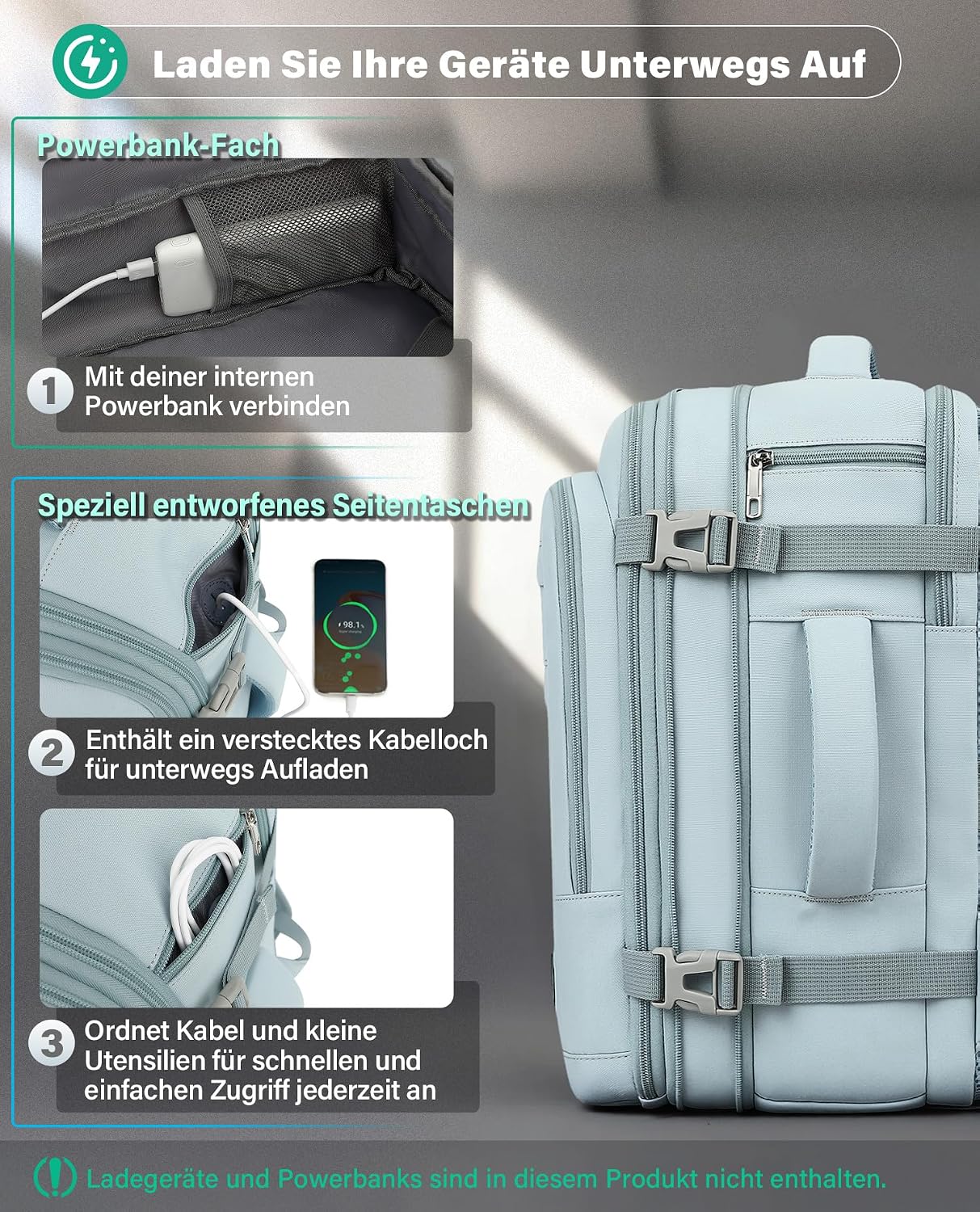 Thumbnail 6 de VANKEV Handgepäck Rucksack 32–40L
