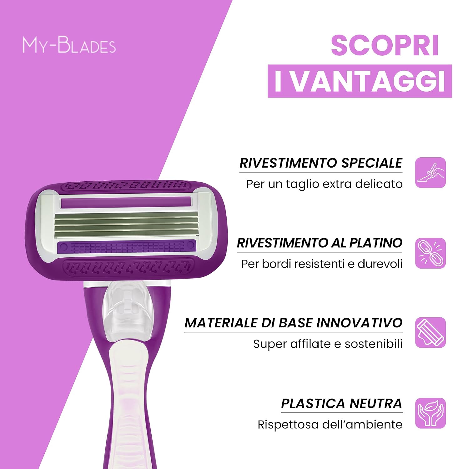 Detalle de My-Blades Lamette compatibili Gillette Venus – 6 lamette di ricambio, Plastic Neutral