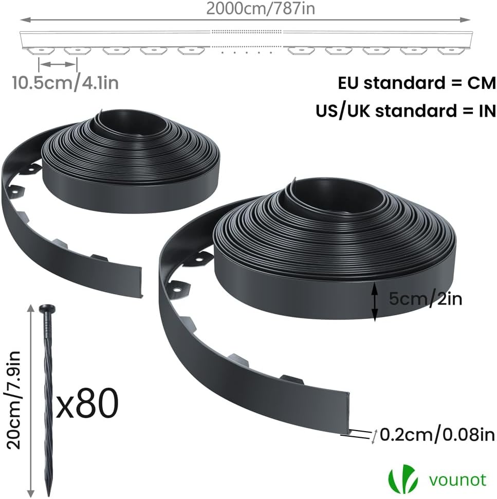 Thumbnail 6 de VOUNOT Bordure de Jardin en Plastique 40 m Anthracite