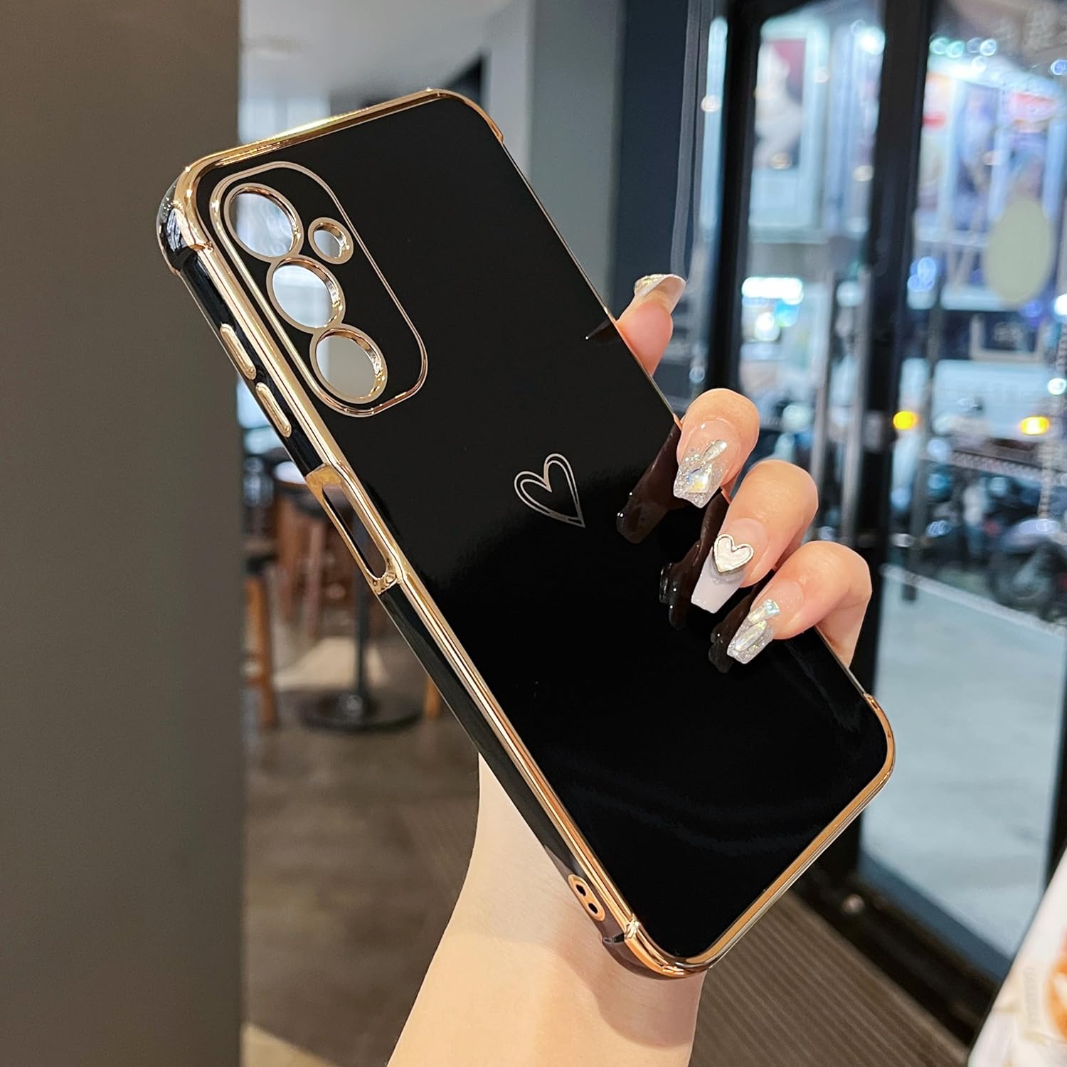 Thumbnail 5 de ZTOFERA Compatible case for Samsung Galaxy A25 5G (6.5-inch) – soft silicone love-heart bumper cover (black)