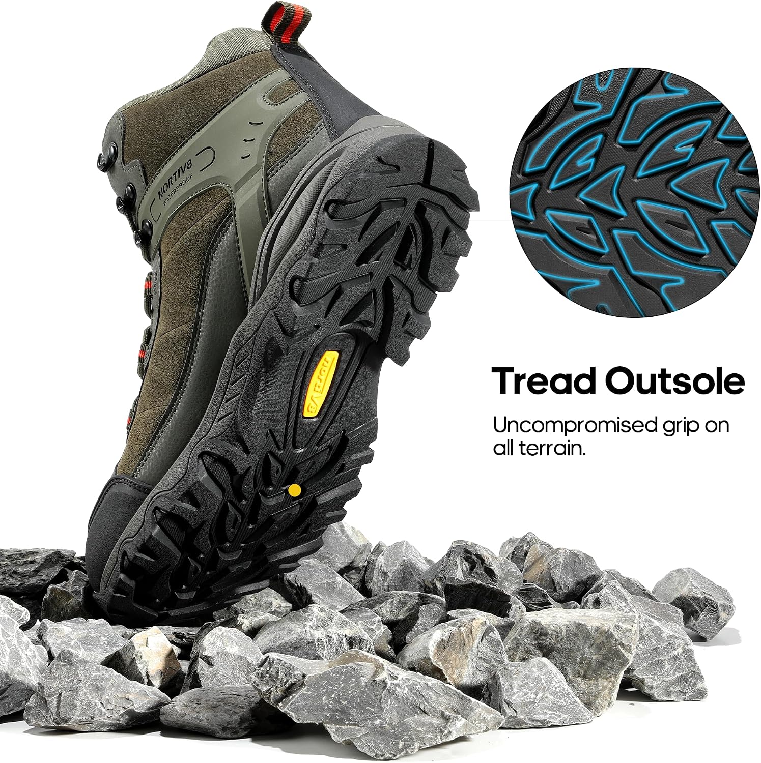 Detalle de NORTIV 8 Js19005m Men's Waterproof Lightweight Suede Hiking Boots