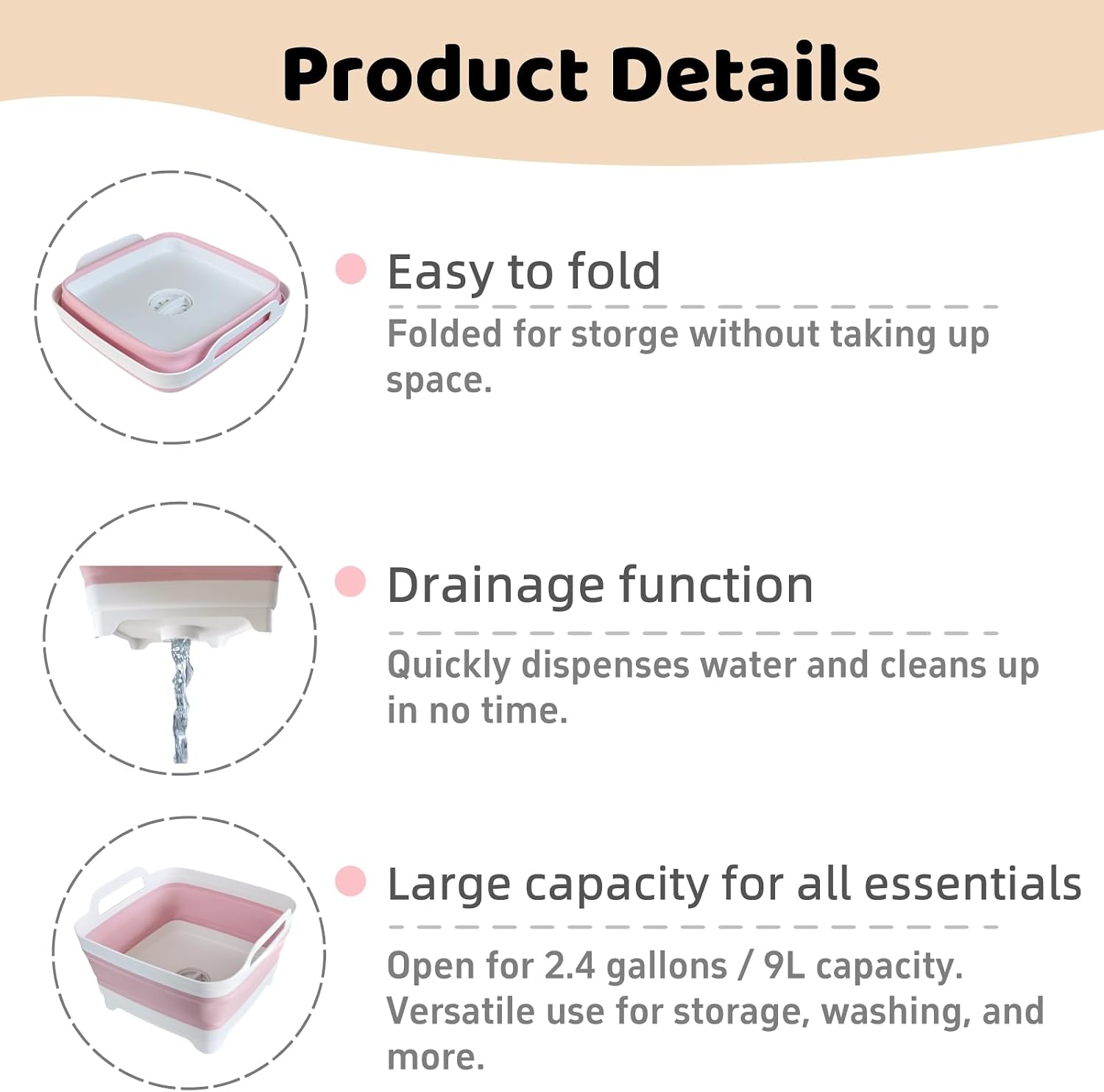 Thumbnail 4 de GIMWA Collapsible Wash Basin 2.4 Gallons