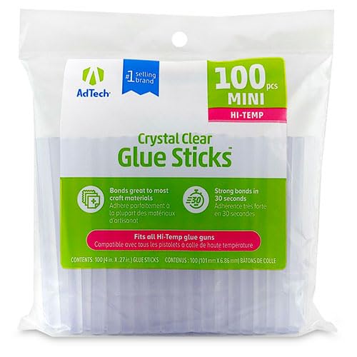 Detalle 2 de AdTech Hi-Temp Mini Hot Glue Sticks, Clear (100 Sticks) — Quick Bonding for Crafting & DIY