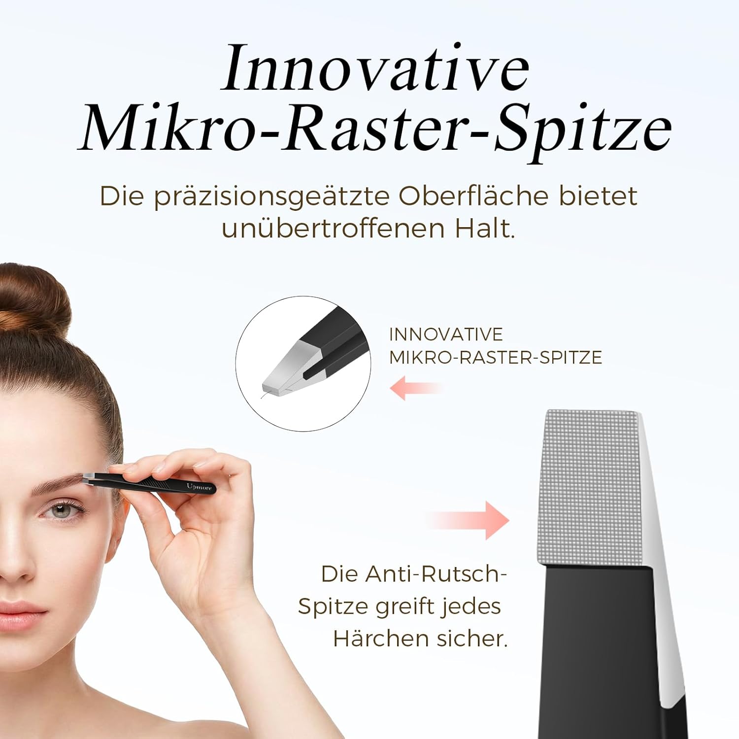 Thumbnail 2 de Upmore Pinzetten-Set mit rutschfestem Komfortgriff und mikro-geriffelten Spitzen – 3-tlg. Edelstahl-Set (Schwarz-01)