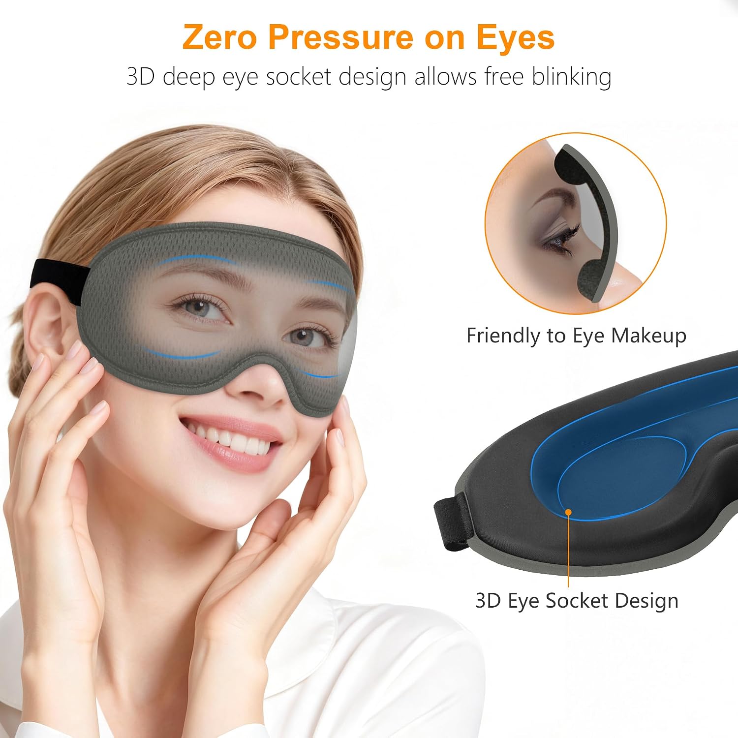 Detalle de Gritin 2026 Gen 2 G3038 3D Sleep Mask, Blackout Design and Adjustable Strap
