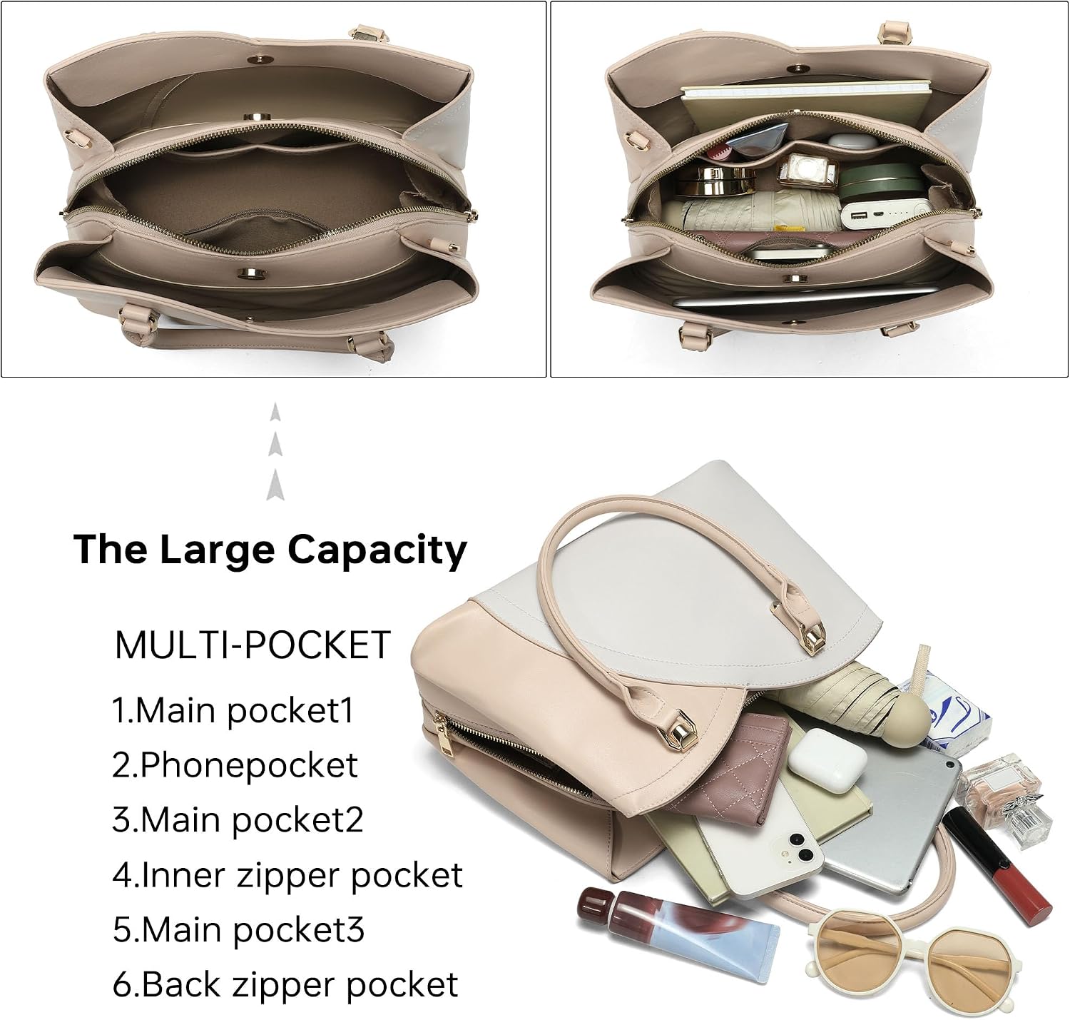Detalle 1 de GEMIU Satchel Handbag with 3 Compartments