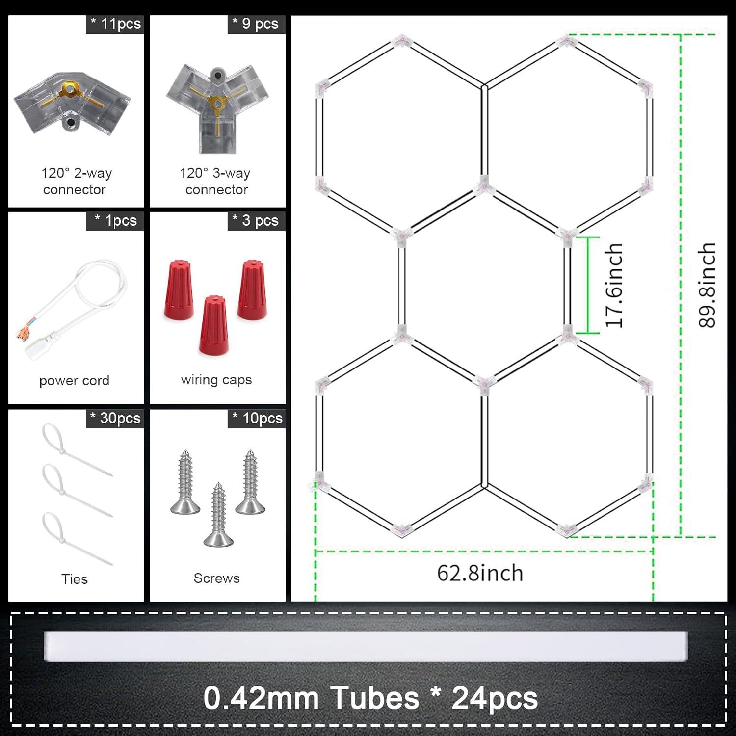 Detalle de TODEHI Hexagon Garage Light (5-hex) 192W linkable LED shop lights