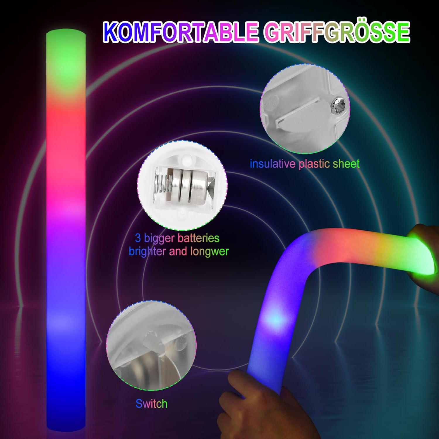 Thumbnail 2 de YYYuYong 68pcs LED Foam Glow Sticks